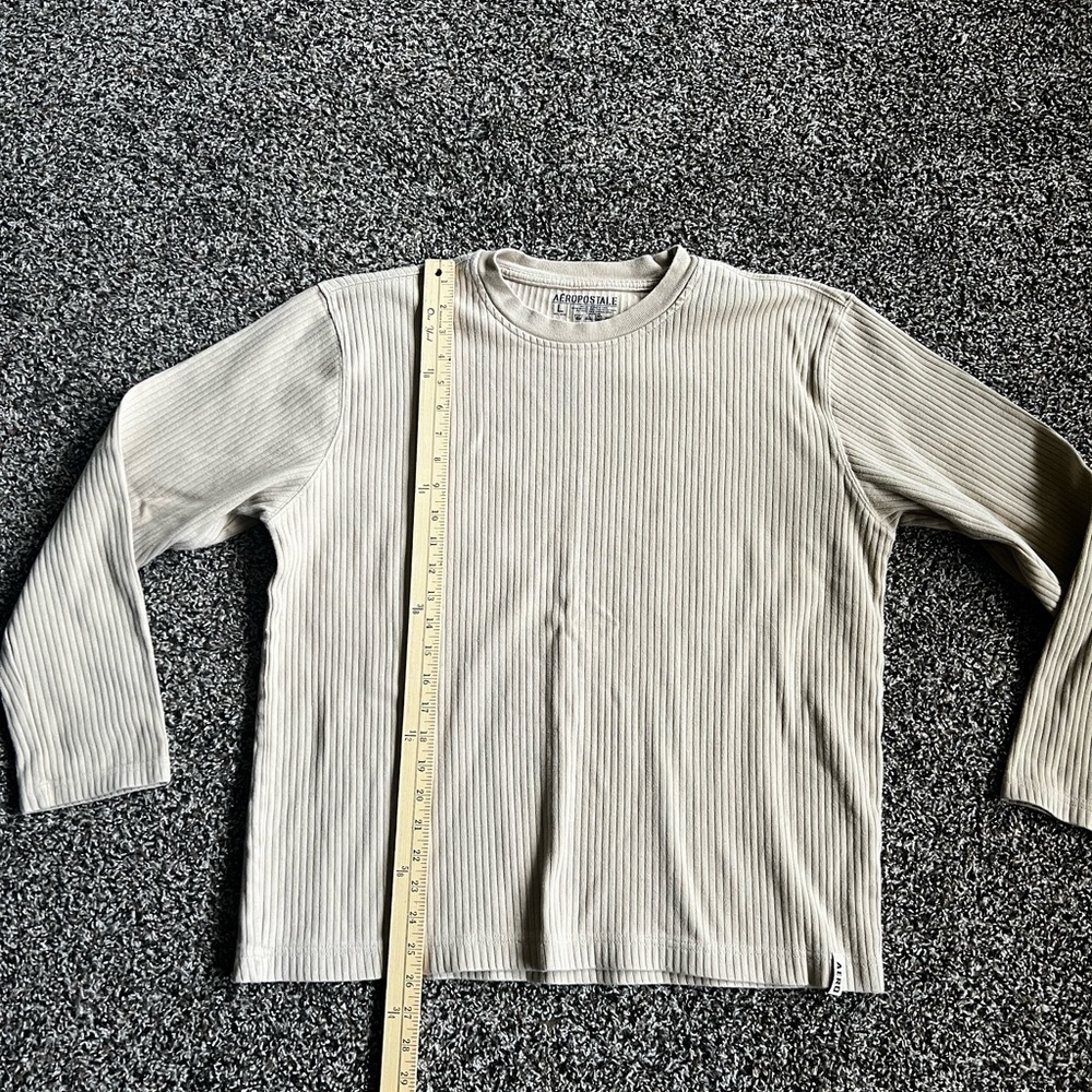 Aeropostale Men's Tan Crewneck Longsleeve - Picture 5 of 7